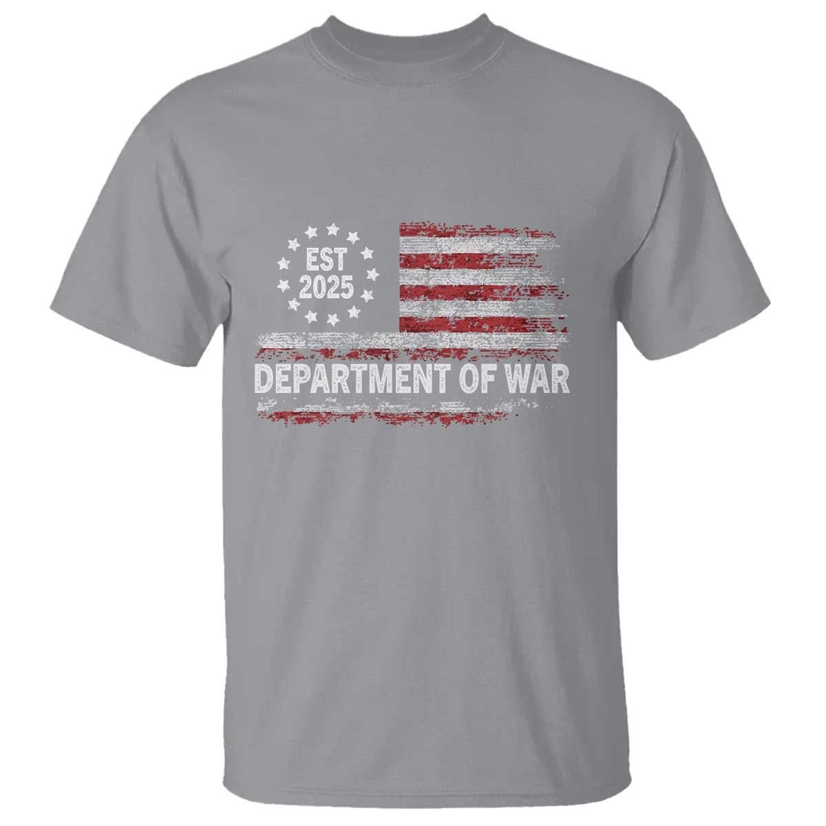 Department of War Est 2025 T Shirt Patriotic Military Vintage Grunge American Flag TS02 Sport Gray Print Your Wear