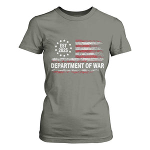 Department of War Est 2025 T Shirt For Women Patriotic Military Vintage Grunge American Flag TS02 Military Green Print Your Wear