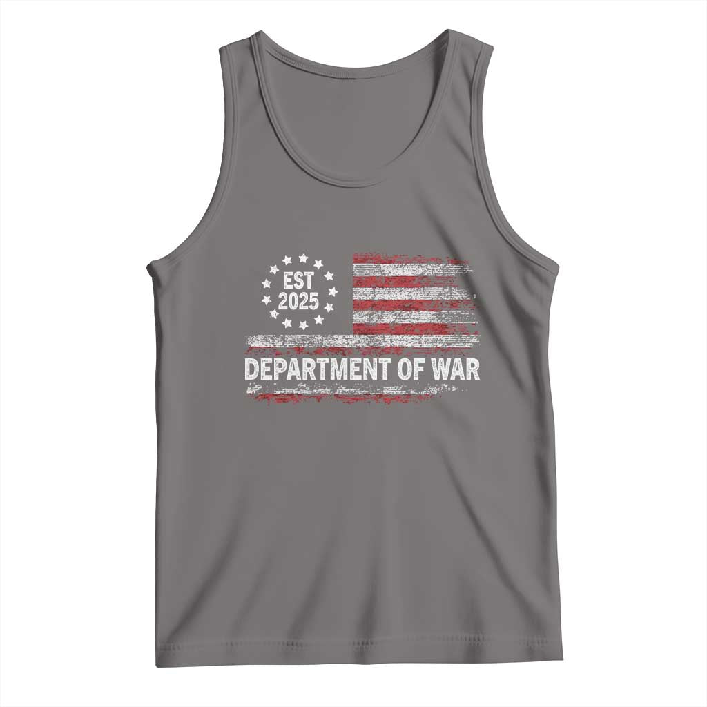 Department of War Est 2025 Tank Top Patriotic Military Vintage Grunge American Flag TS02 Deep Heather Print Your Wear