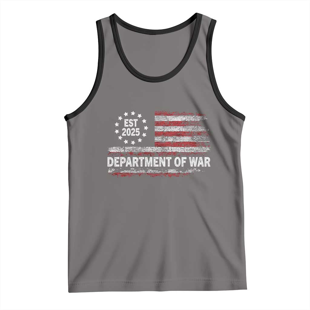 Department of War Est 2025 Tank Top Patriotic Military Vintage Grunge American Flag TS02 Deep Heather Black Print Your Wear