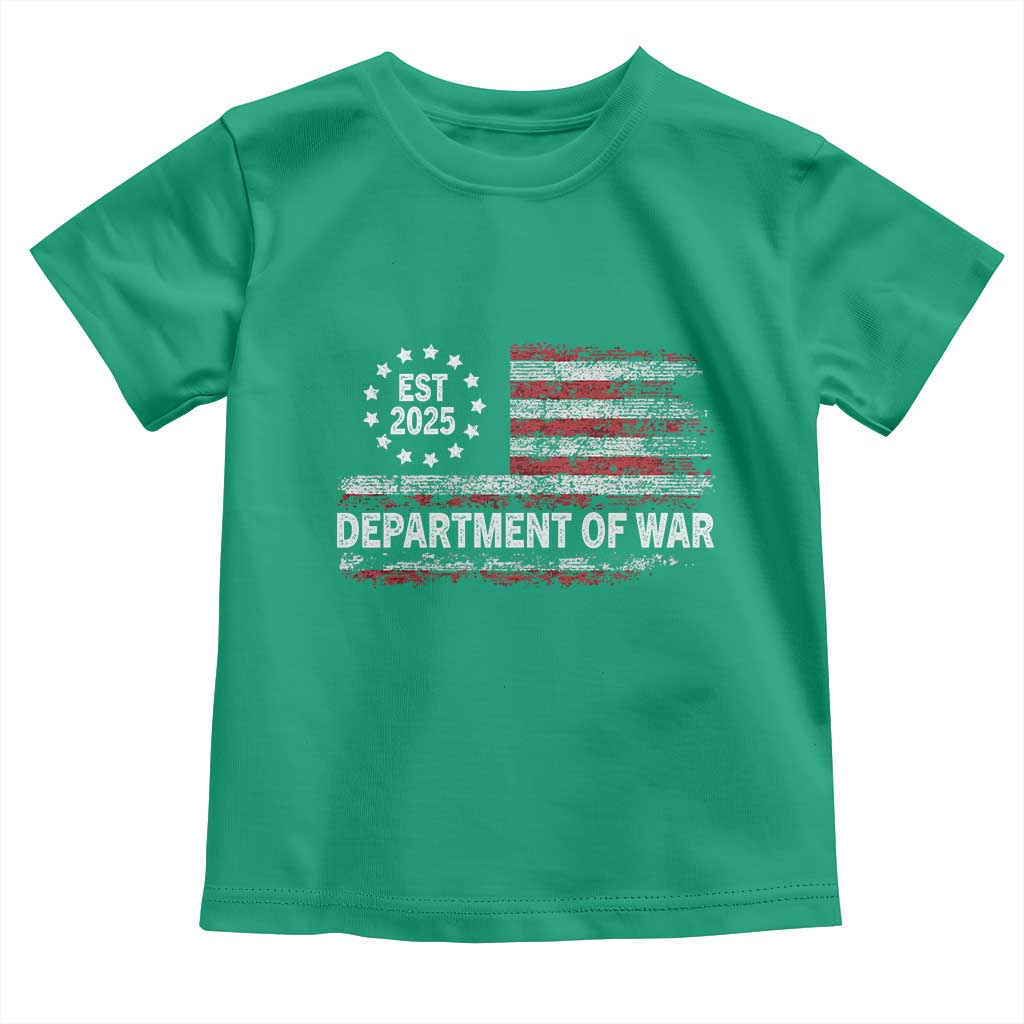 Department of War Est 2025 Toddler T Shirt Patriotic Military Vintage Grunge American Flag TS02 Irish Green Print Your Wear