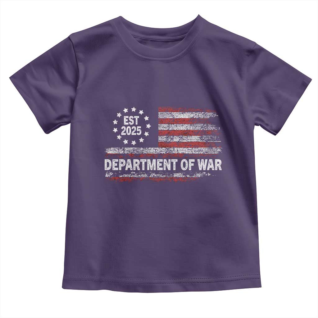 Department of War Est 2025 Toddler T Shirt Patriotic Military Vintage Grunge American Flag TS02 Purple Print Your Wear