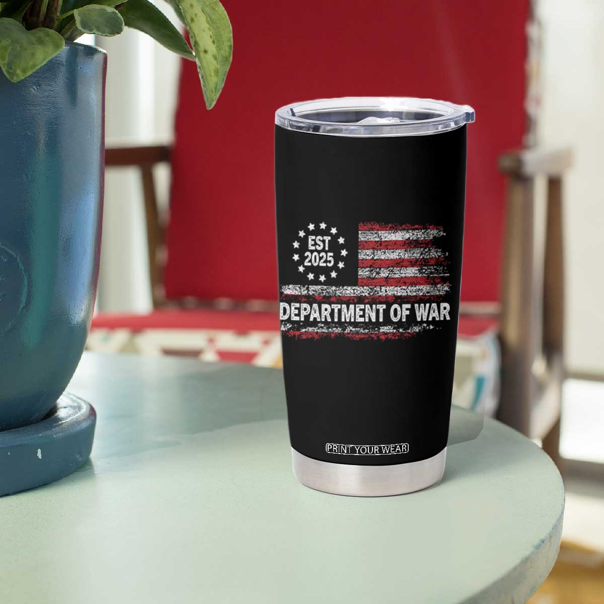Department of War Est 2025 Tumbler Cup Patriotic Military Vintage Grunge American Flag TS02 Print Your Wear