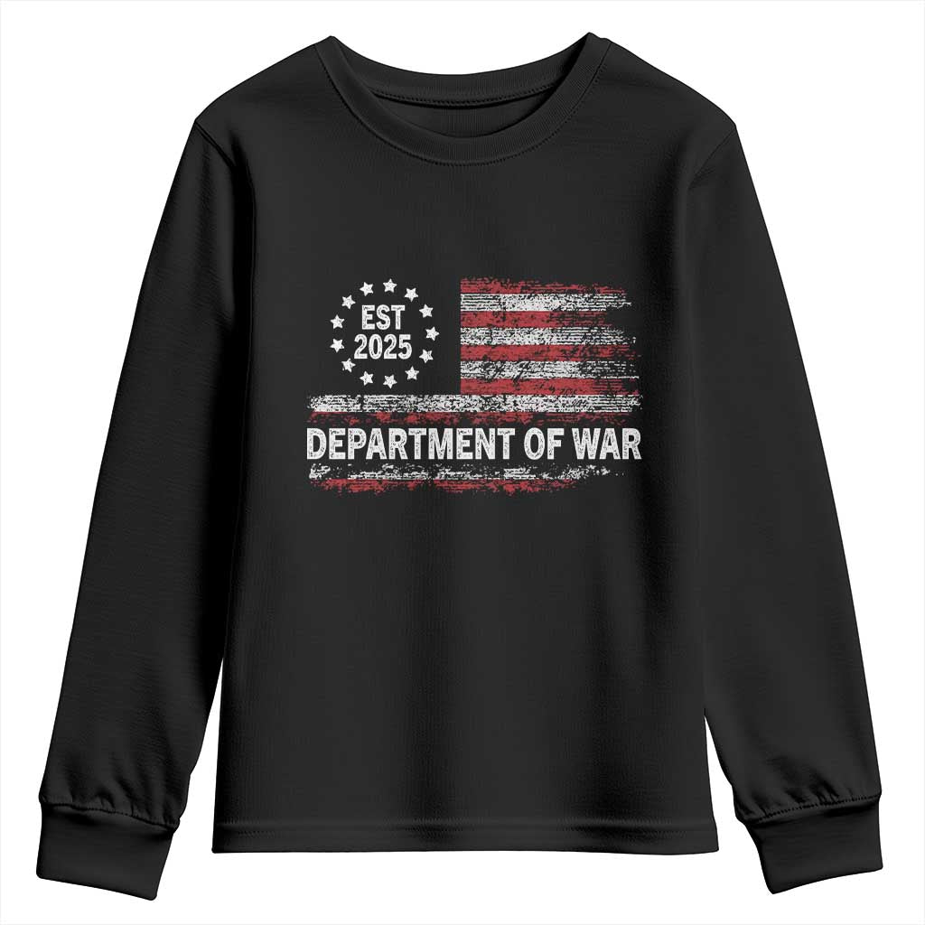 Department of War Est 2025 Youth Sweatshirt Patriotic Military Vintage Grunge American Flag TS02 Black Print Your Wear