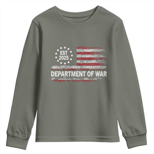 Department of War Est 2025 Youth Sweatshirt Patriotic Military Vintage Grunge American Flag TS02 Military Green Print Your Wear