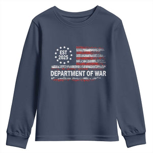 Department of War Est 2025 Youth Sweatshirt Patriotic Military Vintage Grunge American Flag TS02 Navy Print Your Wear