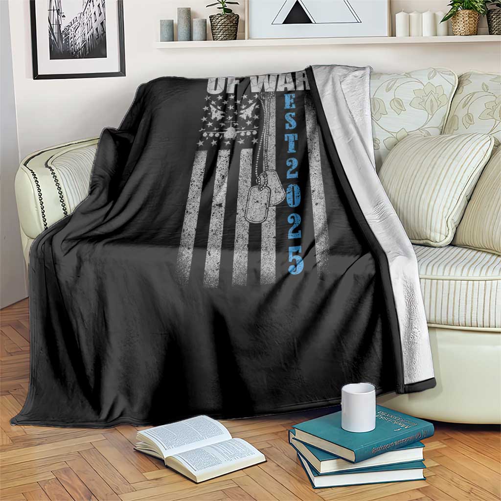 Department of War Est 2025 Throw Blanket Military Patriotic Dog Tags American Flag TS02 Print Your Wear
