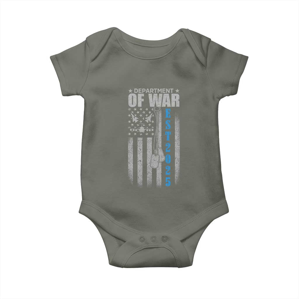 Department of War Est 2025 Baby Onesie Military Patriotic Dog Tags American Flag TS02 Military Green Print Your Wear