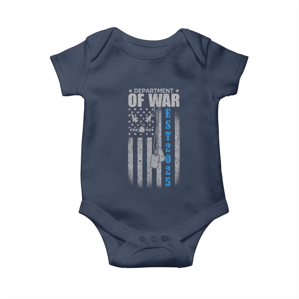 Department of War Est 2025 Baby Onesie Military Patriotic Dog Tags American Flag TS02 Navy Print Your Wear