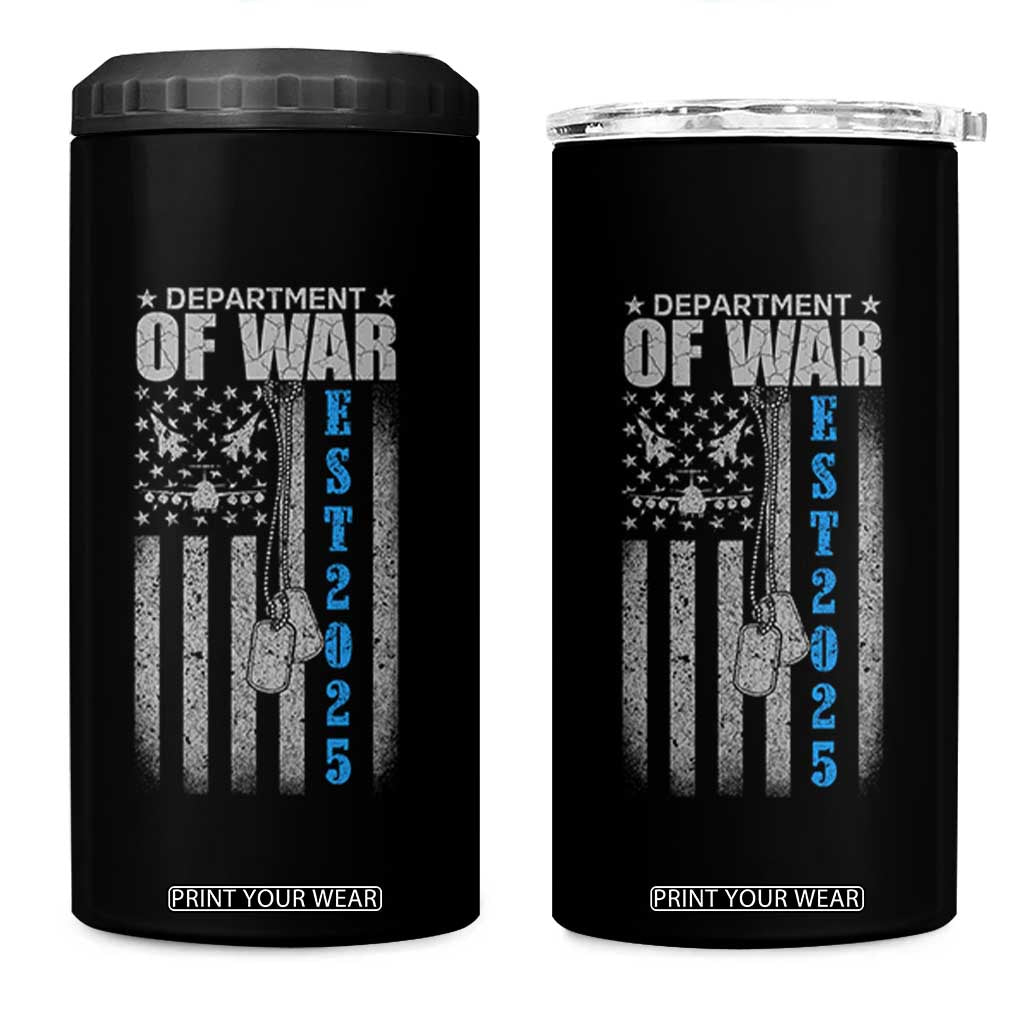 Department of War Est 2025 4 in 1 Can Cooler Tumbler Military Patriotic Dog Tags American Flag TS02 One Size: 16 oz Black Print Your Wear