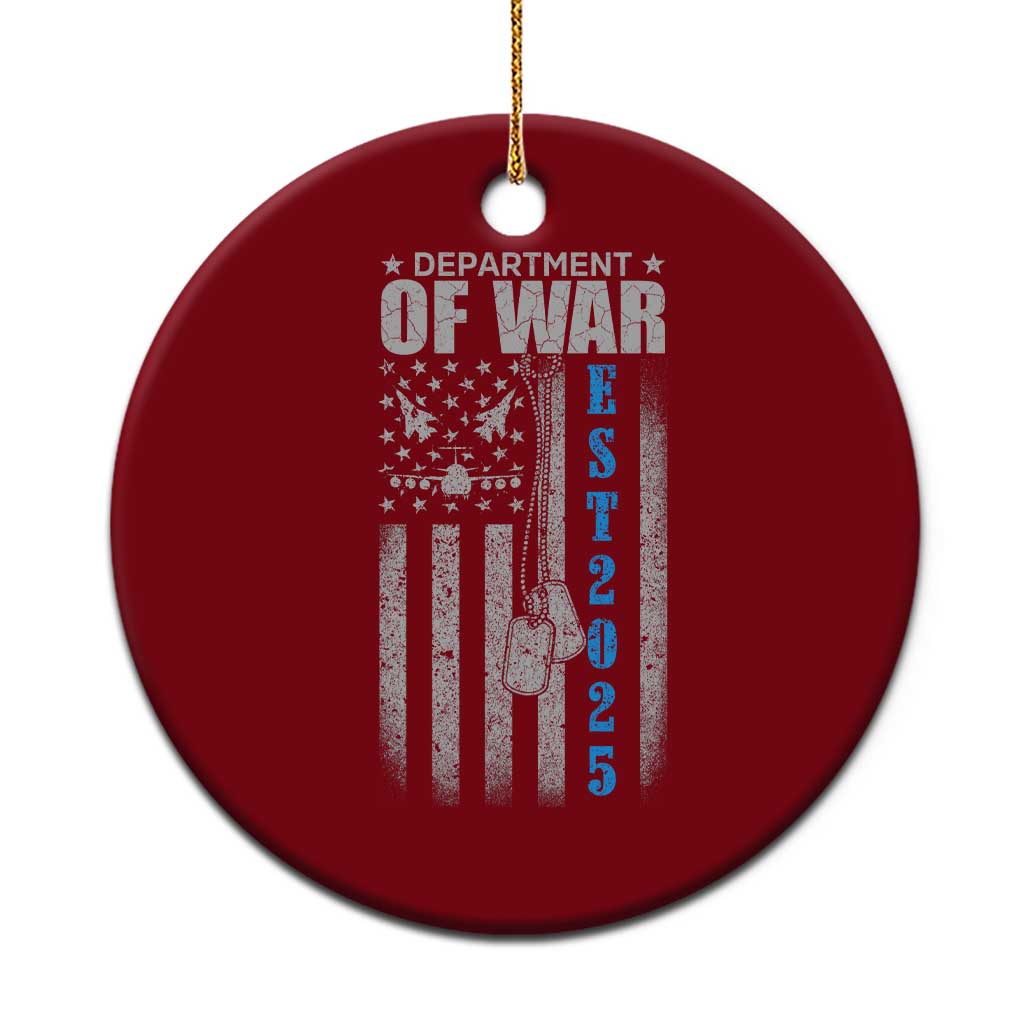 Department of War Est 2025 Ceramic Ornament Military Patriotic Dog Tags American Flag TS02 1pc Red Print Your Wear