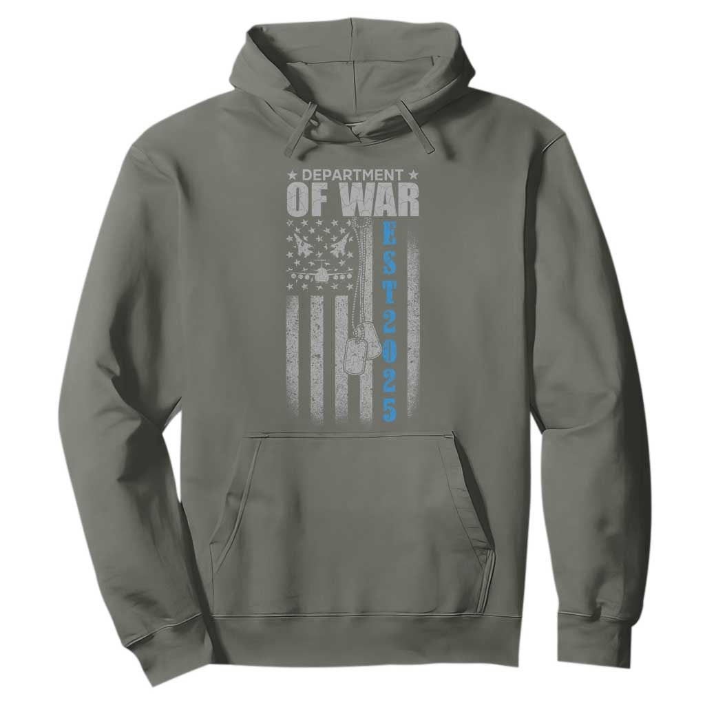 Department of War Est 2025 Hoodie Military Patriotic Dog Tags American Flag TS02 Military Green Print Your Wear