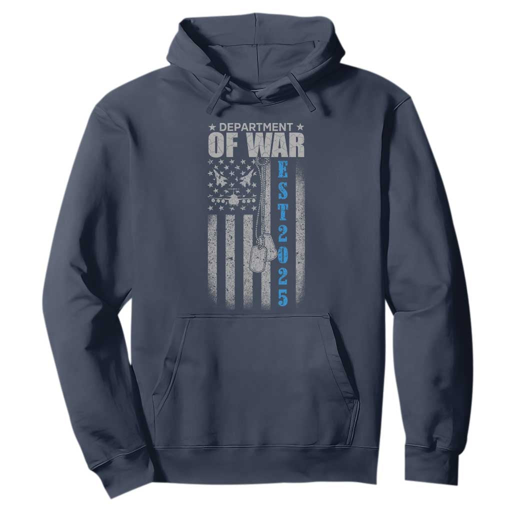Department of War Est 2025 Hoodie Military Patriotic Dog Tags American Flag TS02 Navy Print Your Wear