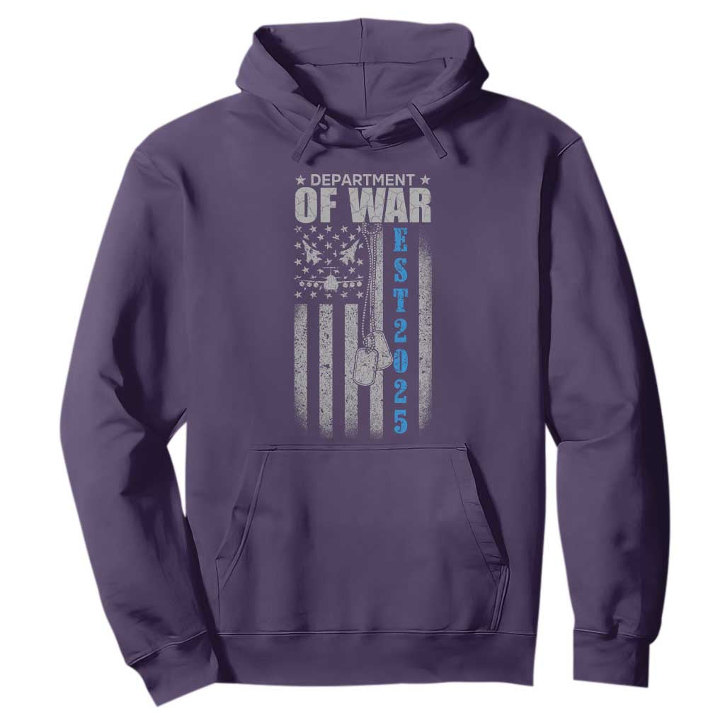 Department of War Est 2025 Hoodie Military Patriotic Dog Tags American Flag TS02 Purple Print Your Wear