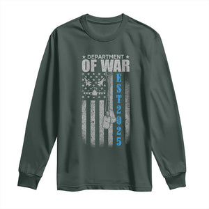 Department of War Est 2025 Long Sleeve Shirt Military Patriotic Dog Tags American Flag TS02 Dark Forest Green Print Your Wear