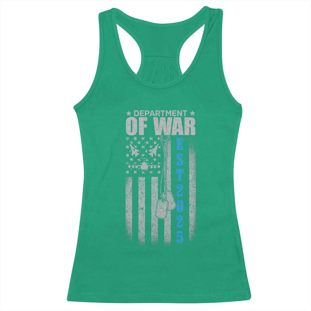 Department of War Est 2025 Racerback Tank Top Military Patriotic Dog Tags American Flag TS02 Irish Green Print Your Wear