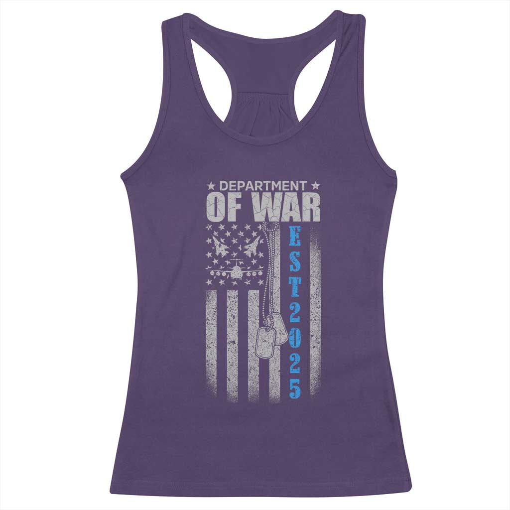 Department of War Est 2025 Racerback Tank Top Military Patriotic Dog Tags American Flag TS02 Purple Print Your Wear
