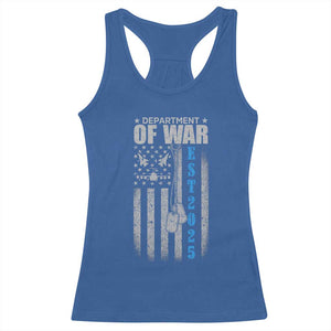 Department of War Est 2025 Racerback Tank Top Military Patriotic Dog Tags American Flag TS02 Royal Blue Print Your Wear