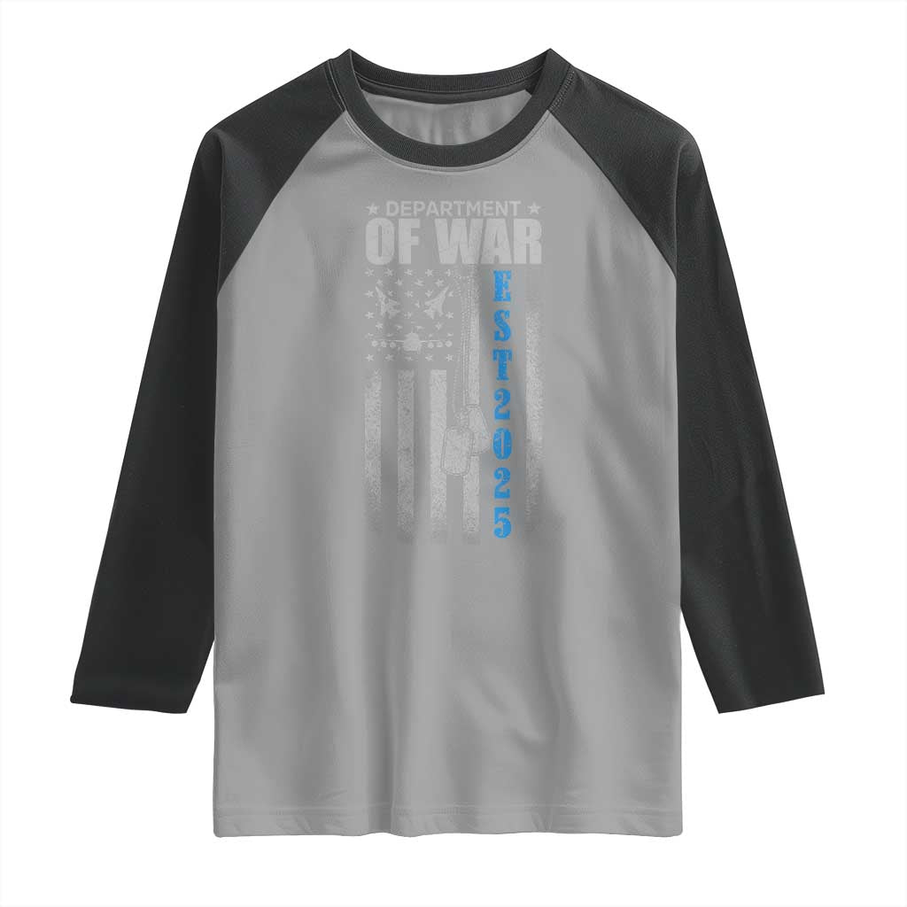 Department of War Est 2025 Raglan Shirt Military Patriotic Dog Tags American Flag TS02 Sport Gray Black Print Your Wear
