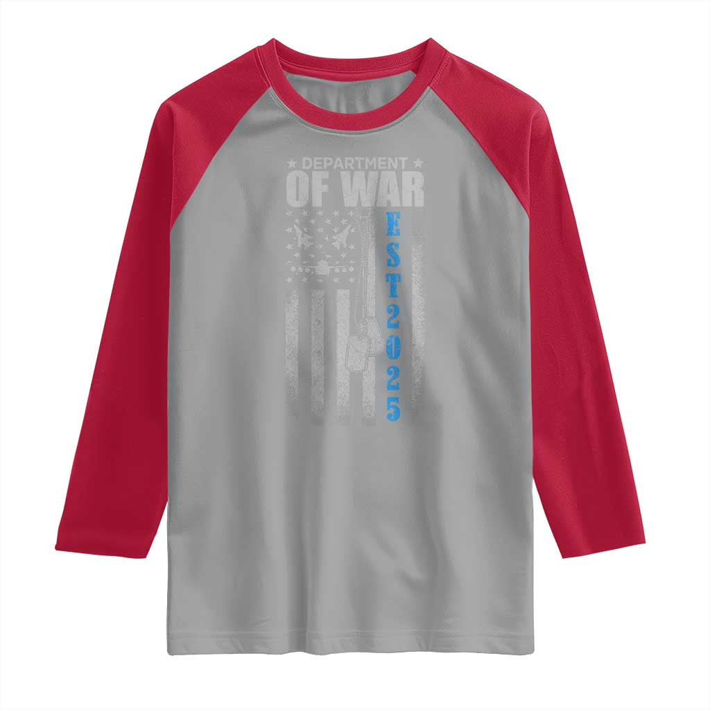 Department of War Est 2025 Raglan Shirt Military Patriotic Dog Tags American Flag TS02 Sport Gray Red Print Your Wear
