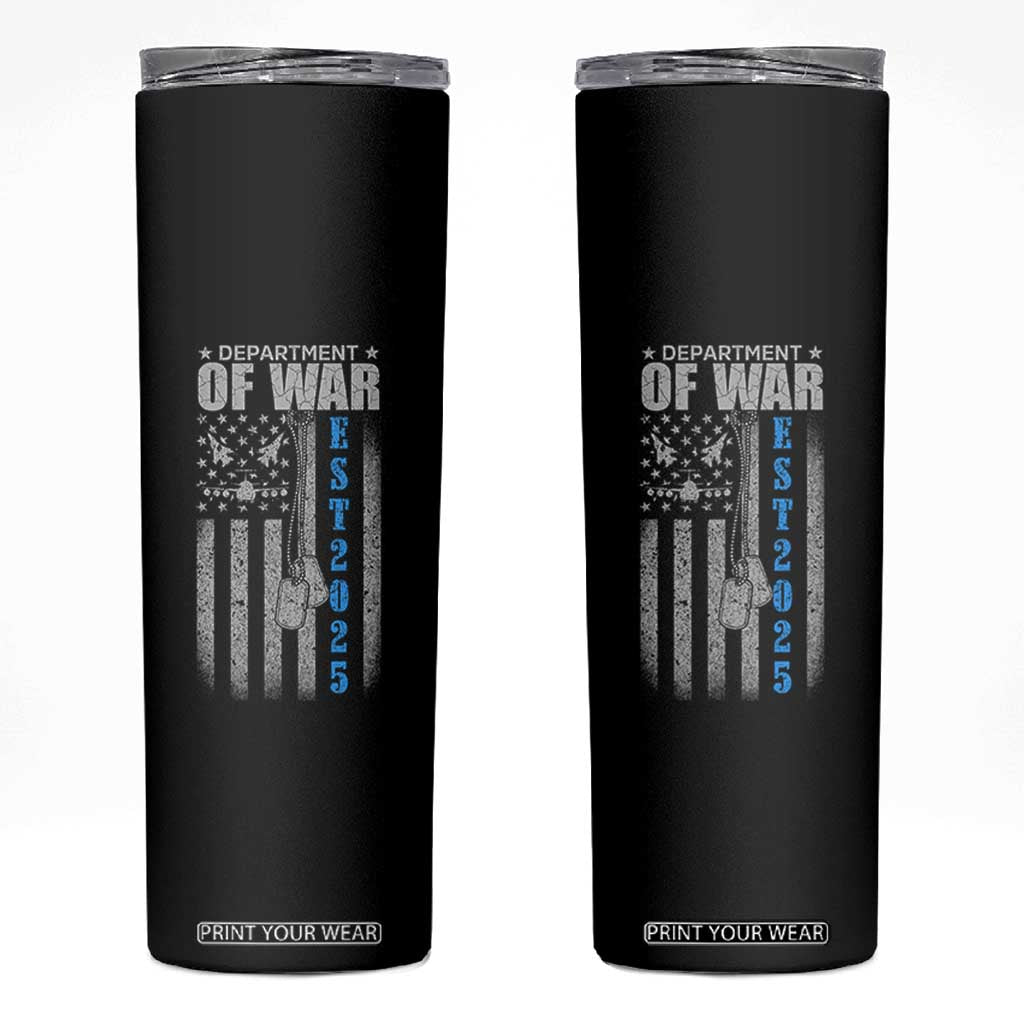 Department of War Est 2025 Skinny Tumbler Military Patriotic Dog Tags American Flag TS02 Black Print Your Wear