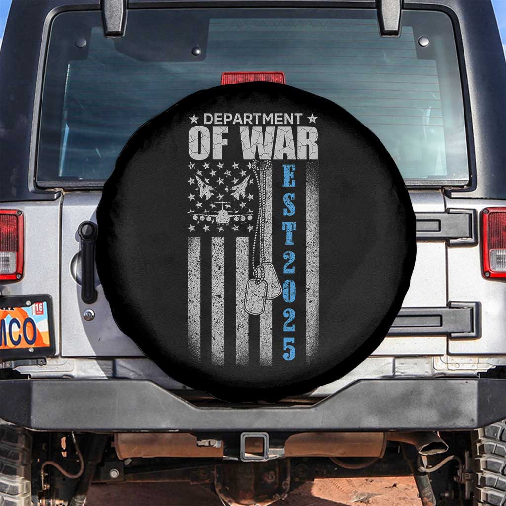 Department of War Est 2025 Spare Tire Cover Military Patriotic Dog Tags American Flag TS02 No hole Black Print Your Wear
