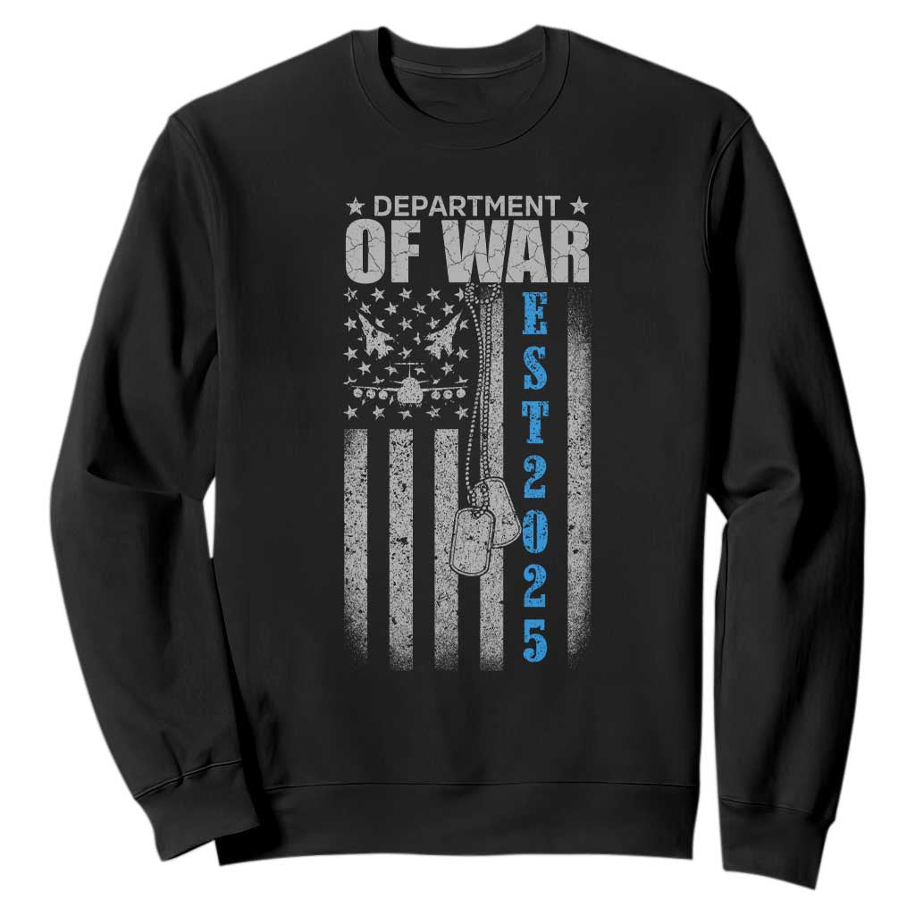 Department of War Est 2025 Sweatshirt Military Patriotic Dog Tags American Flag TS02 Black Print Your Wear