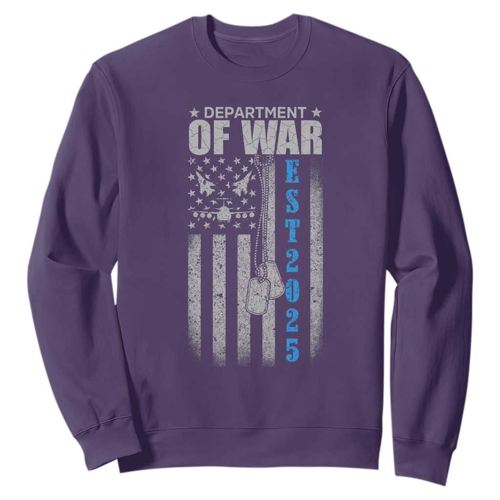 Department of War Est 2025 Sweatshirt Military Patriotic Dog Tags American Flag TS02 Purple Print Your Wear