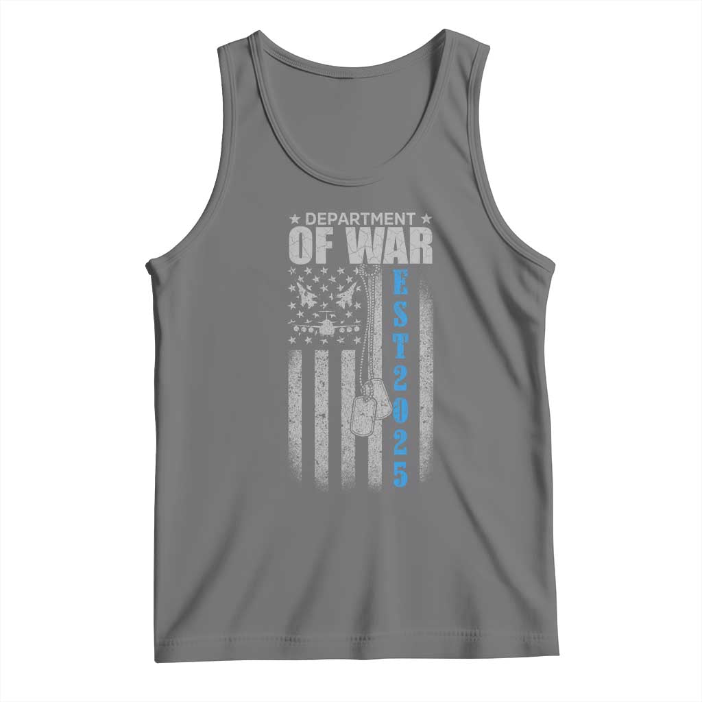 Department of War Est 2025 Tank Top Military Patriotic Dog Tags American Flag TS02 Black Heather Print Your Wear