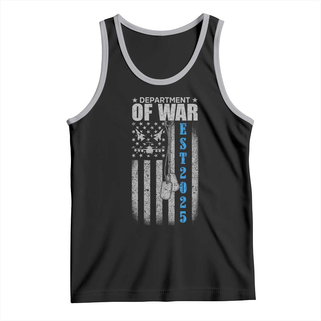 Department of War Est 2025 Tank Top Military Patriotic Dog Tags American Flag TS02 Black Athletic Heather Print Your Wear