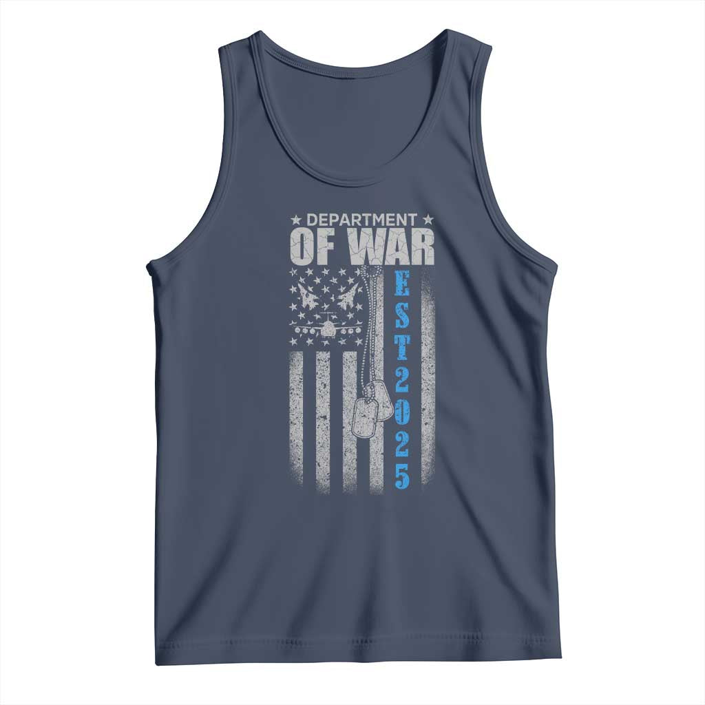 Department of War Est 2025 Tank Top Military Patriotic Dog Tags American Flag TS02 Navy Print Your Wear