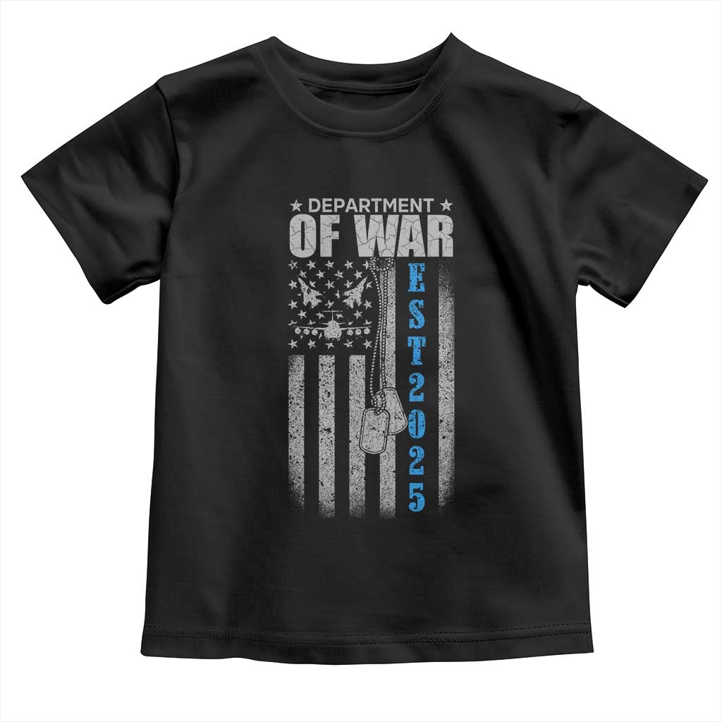 Department of War Est 2025 Toddler T Shirt Military Patriotic Dog Tags American Flag TS02 Black Print Your Wear