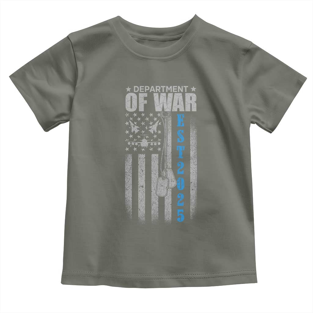 Department of War Est 2025 Toddler T Shirt Military Patriotic Dog Tags American Flag TS02 Military Green Print Your Wear