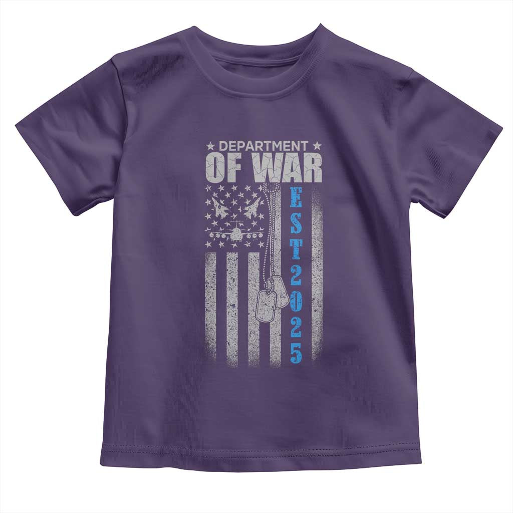 Department of War Est 2025 Toddler T Shirt Military Patriotic Dog Tags American Flag TS02 Purple Print Your Wear