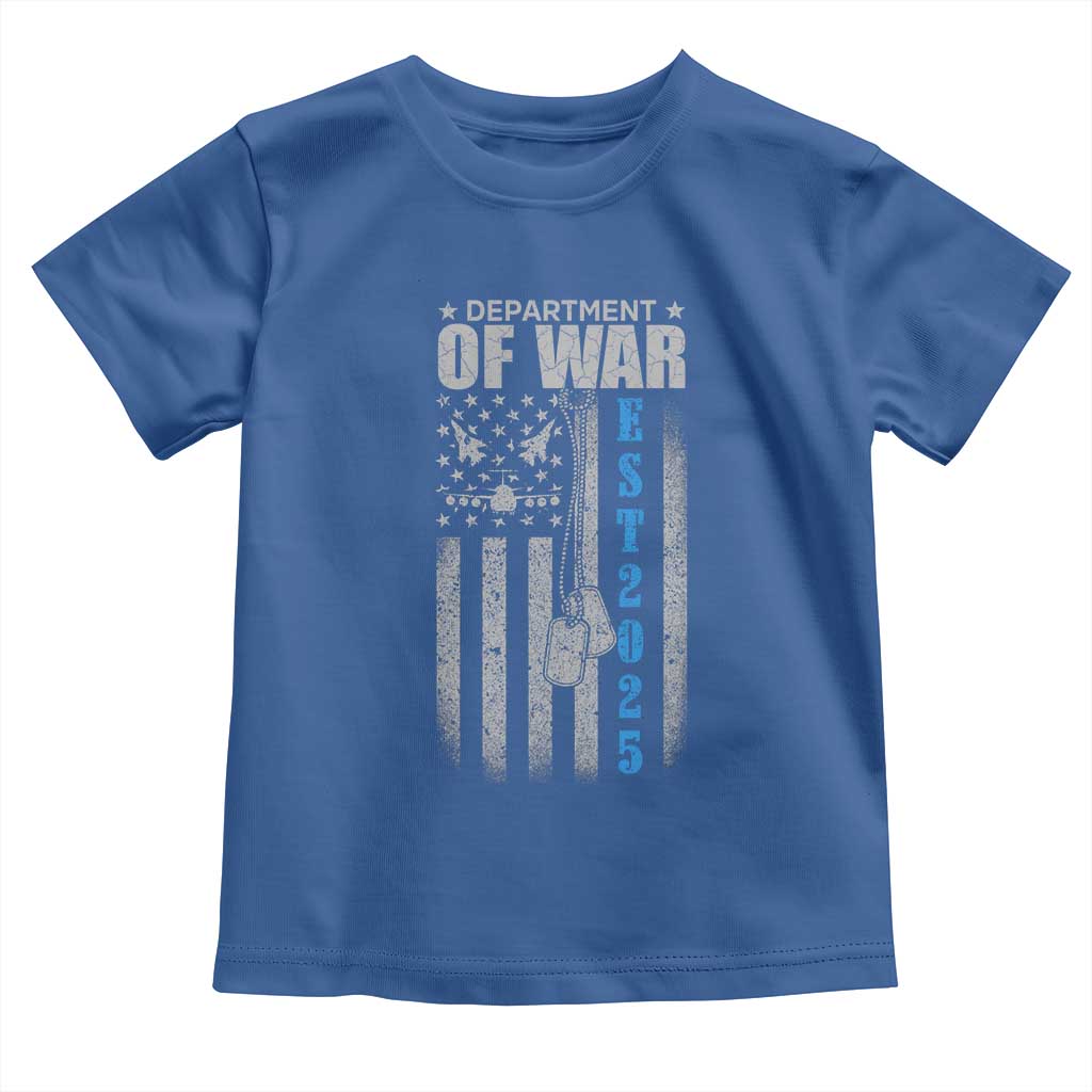 Department of War Est 2025 Toddler T Shirt Military Patriotic Dog Tags American Flag TS02 Royal Blue Print Your Wear