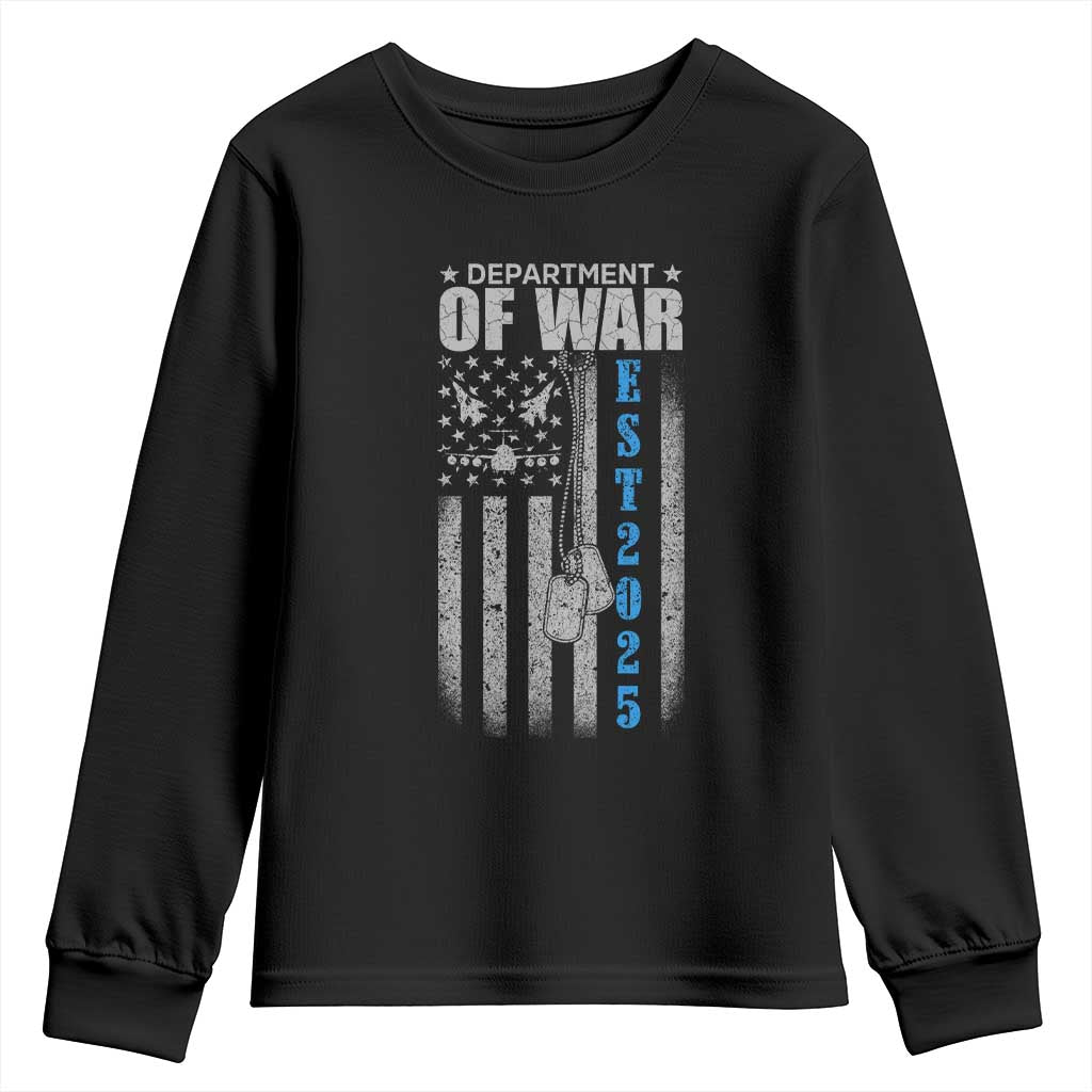 Department of War Est 2025 Youth Sweatshirt Military Patriotic Dog Tags American Flag TS02 Black Print Your Wear