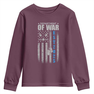 Department of War Est 2025 Youth Sweatshirt Military Patriotic Dog Tags American Flag TS02 Maroon Print Your Wear