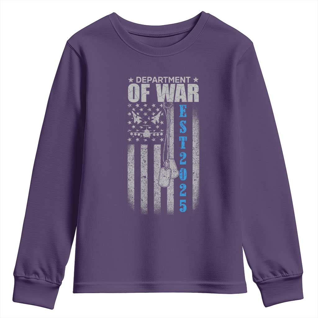 Department of War Est 2025 Youth Sweatshirt Military Patriotic Dog Tags American Flag TS02 Purple Print Your Wear