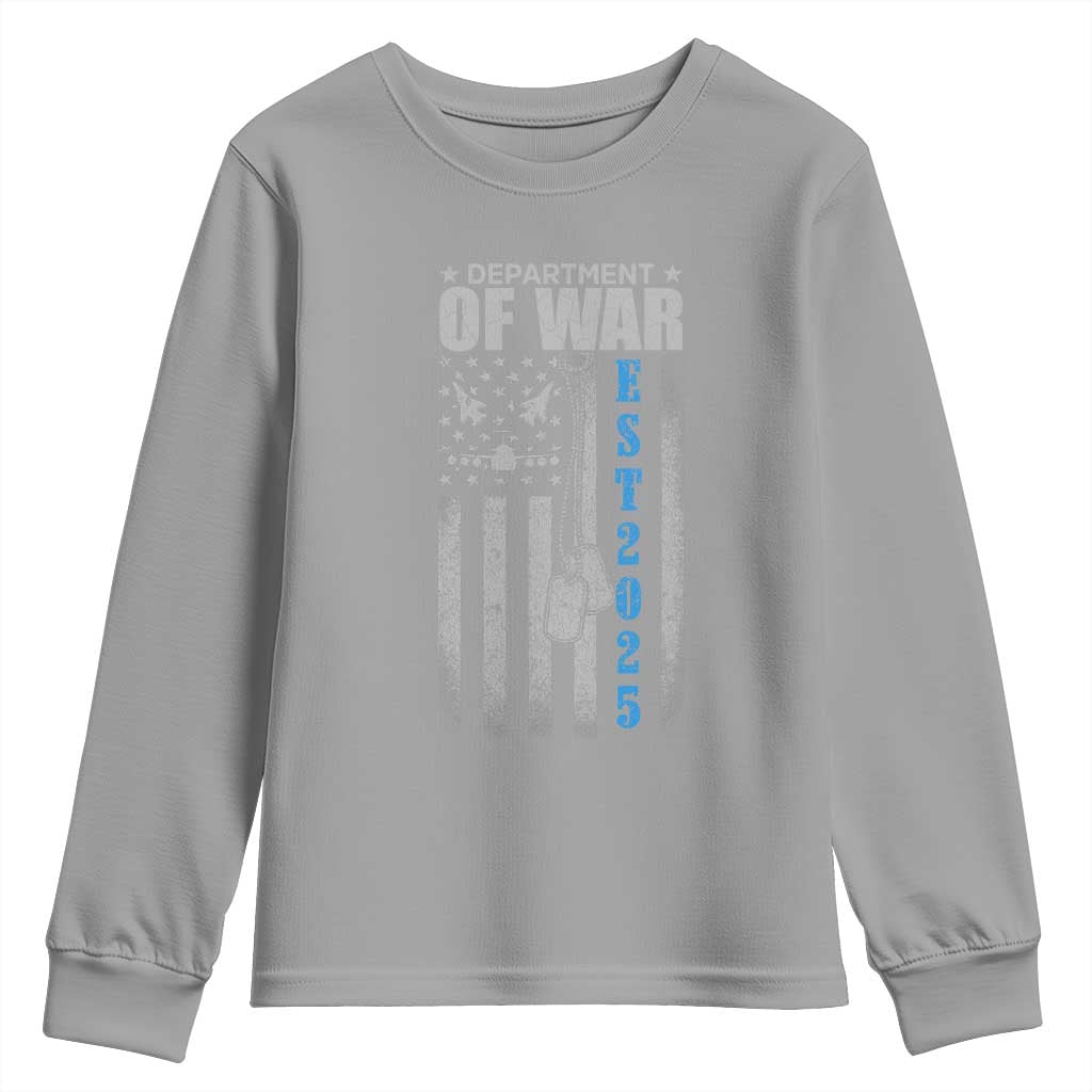 Department of War Est 2025 Youth Sweatshirt Military Patriotic Dog Tags American Flag TS02 Sport Gray Print Your Wear