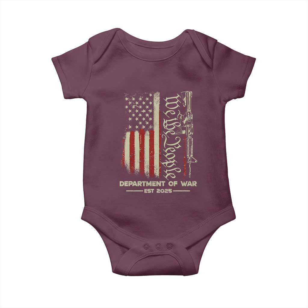 Department of War Est 2025 Baby Onesie We The People Rifle American Flag Patriotic 2A Statement TS02 Maroon Print Your Wear
