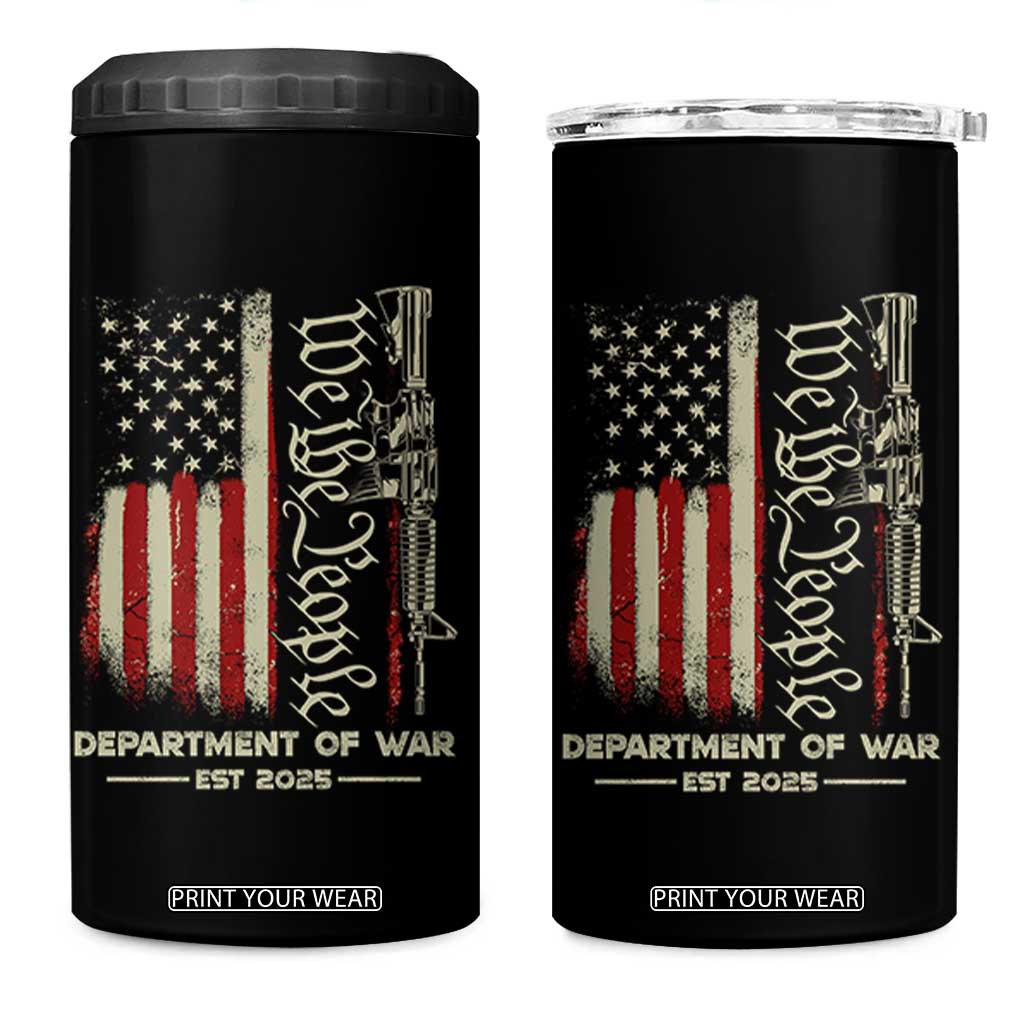 Department of War Est 2025 4 in 1 Can Cooler Tumbler We The People Rifle American Flag Patriotic 2A Statement TS02 One Size: 16 oz Black Print Your Wear