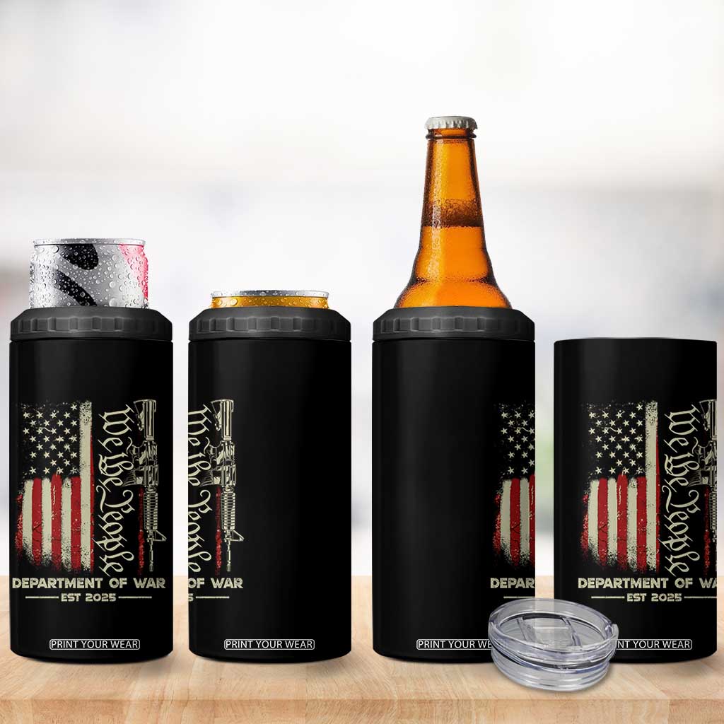 Department of War Est 2025 4 in 1 Can Cooler Tumbler We The People Rifle American Flag Patriotic 2A Statement TS02 Print Your Wear