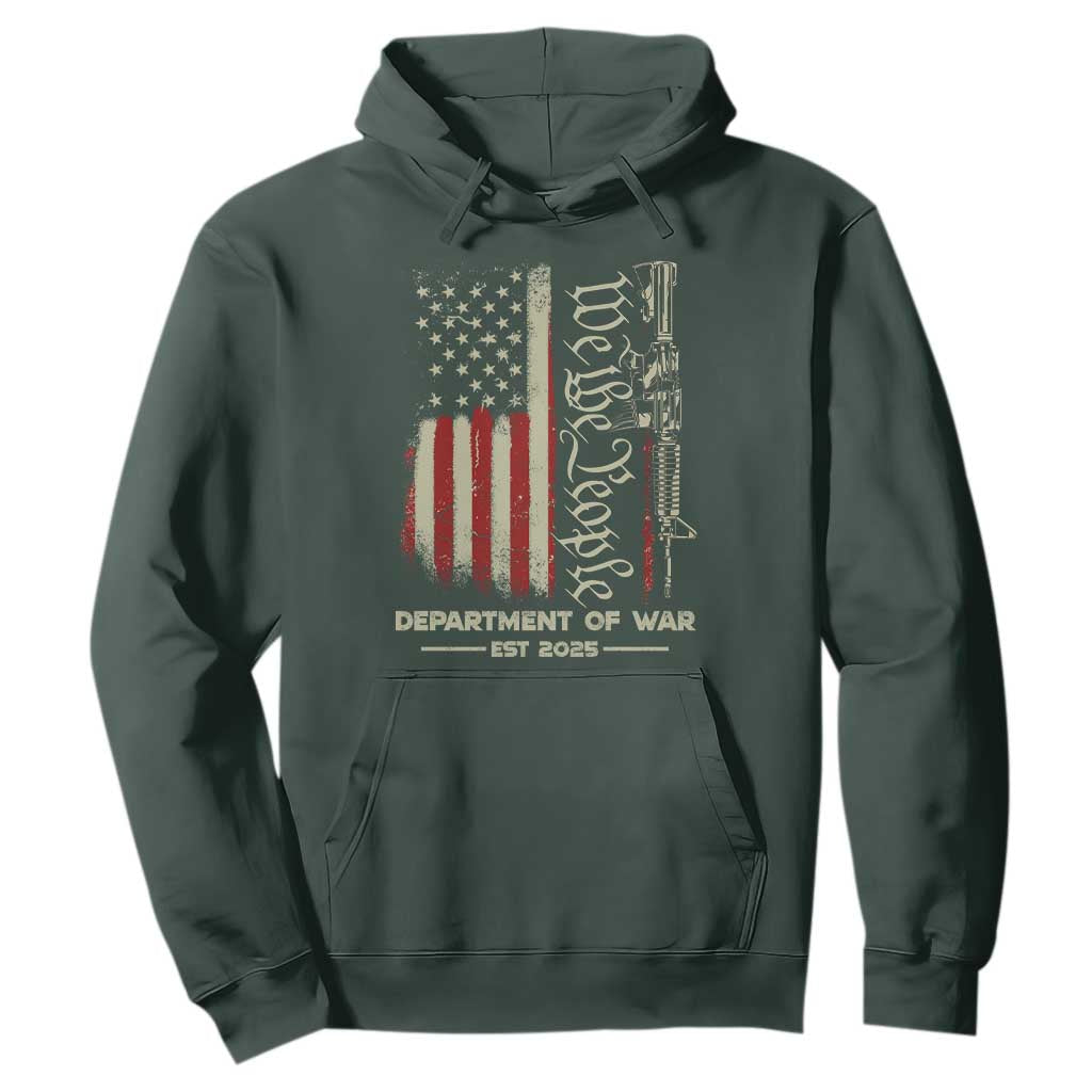 Department of War Est 2025 Hoodie We The People Rifle American Flag Patriotic 2A Statement TS02 Dark Forest Green Print Your Wear