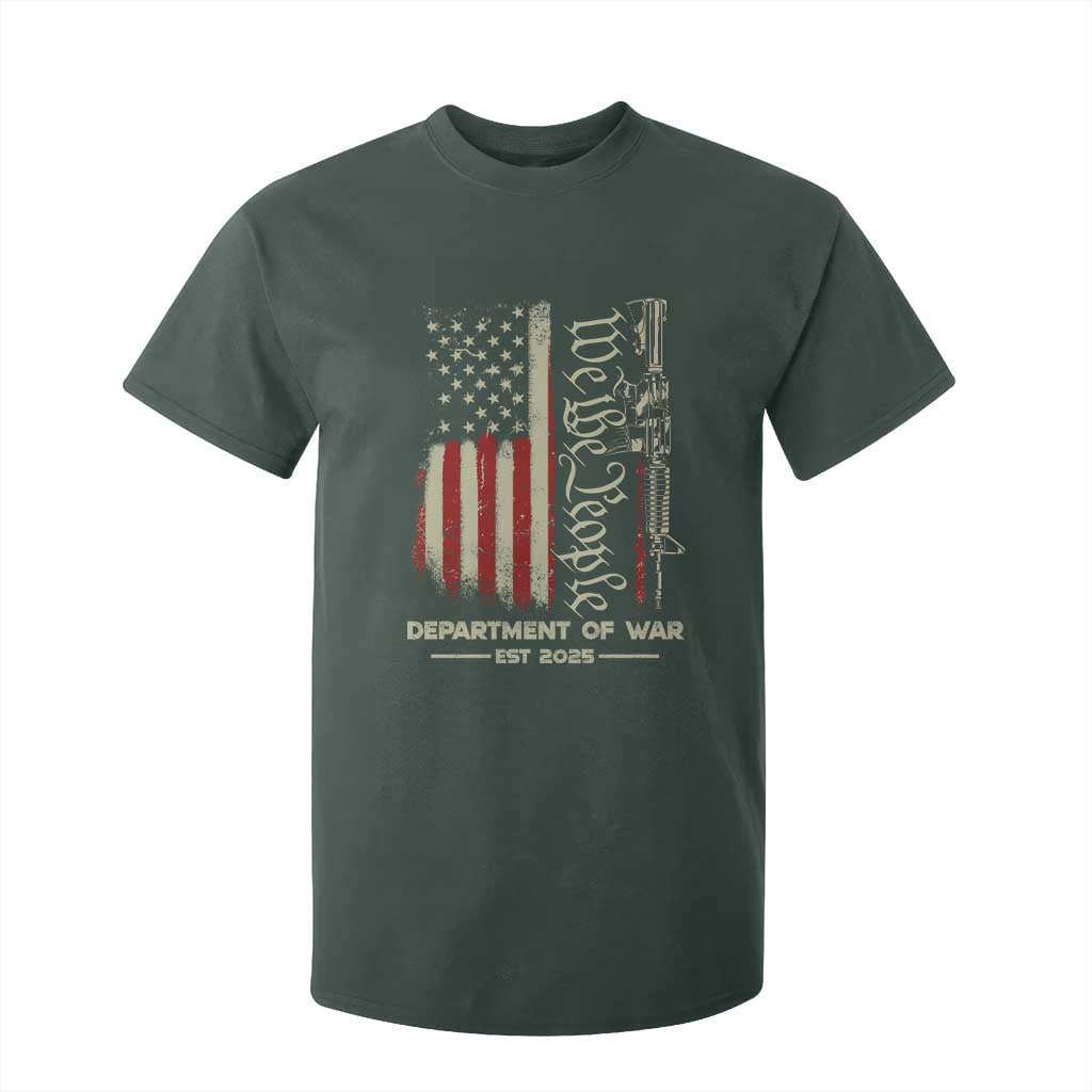 Department of War Est 2025 T Shirt For Kid We The People Rifle American Flag Patriotic 2A Statement TS02 Dark Forest Green Print Your Wear