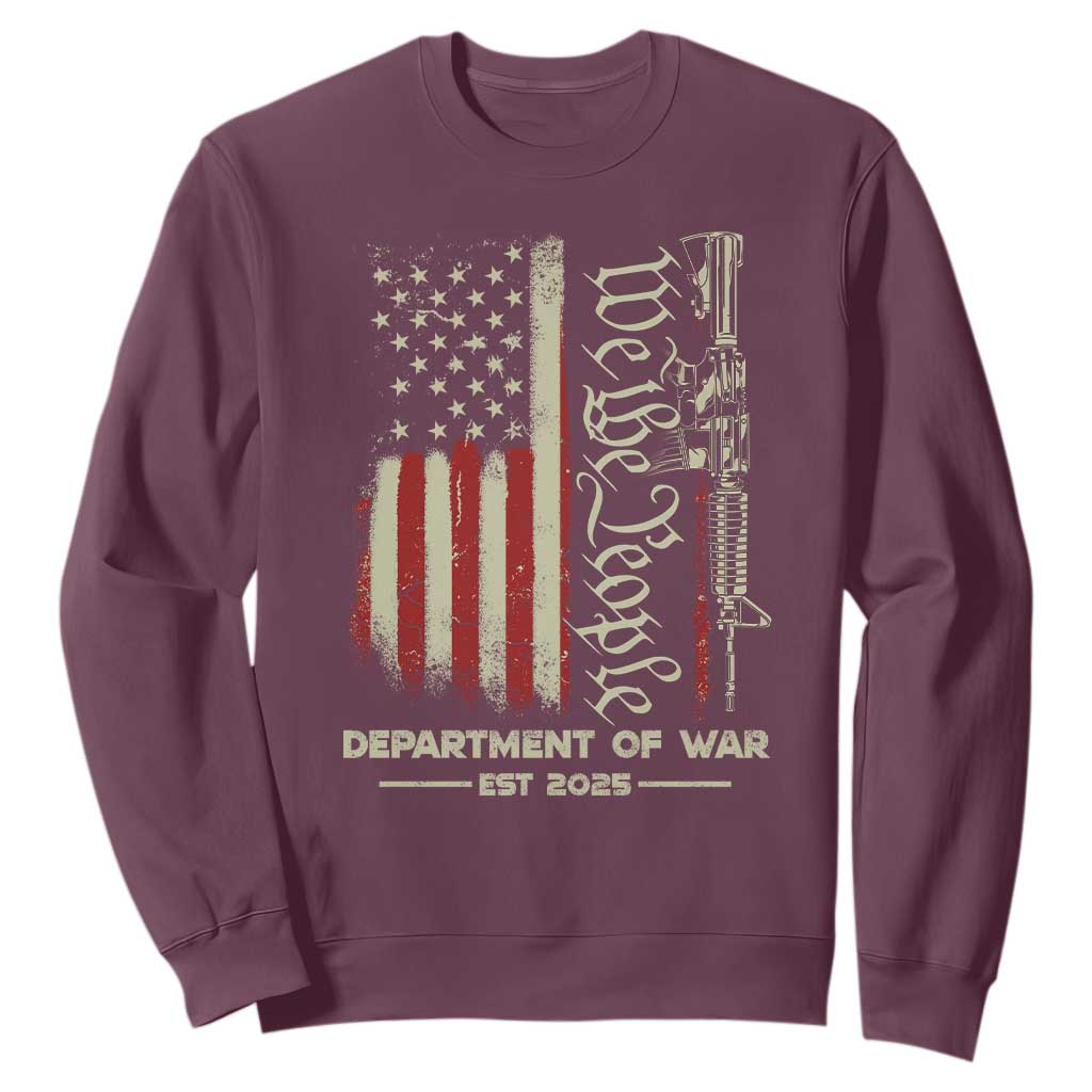 Department of War Est 2025 Sweatshirt We The People Rifle American Flag Patriotic 2A Statement TS02 Maroon Print Your Wear