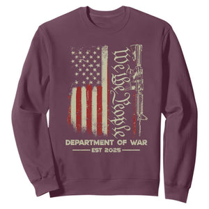 Department of War Est 2025 Sweatshirt We The People Rifle American Flag Patriotic 2A Statement TS02 Maroon Print Your Wear