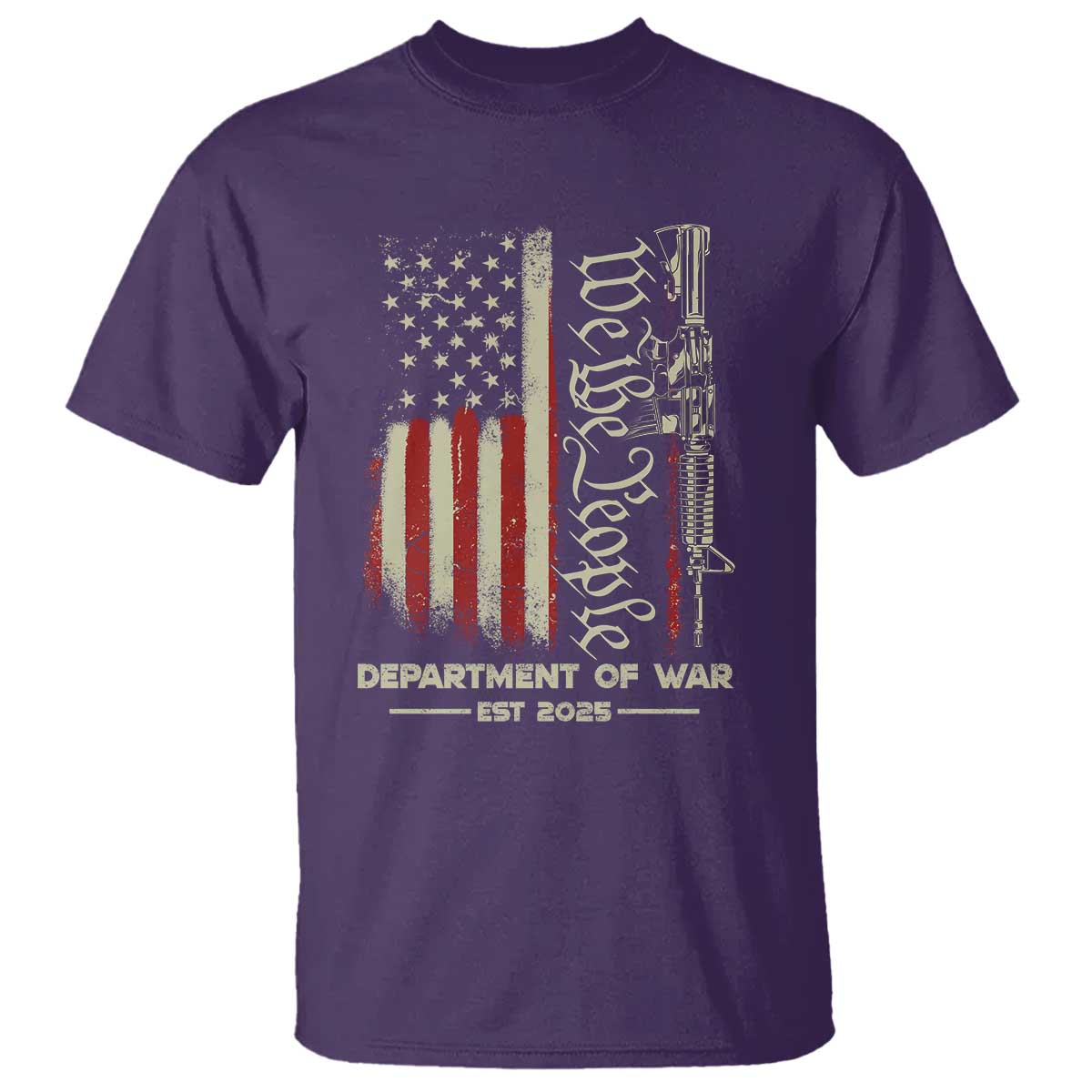 Department of War Est 2025 T Shirt We The People Rifle American Flag Patriotic 2A Statement TS02 Purple Print Your Wear