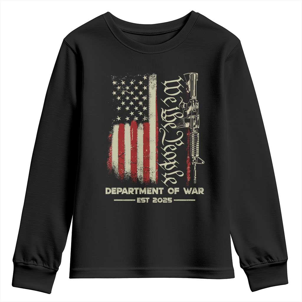 Department of War Est 2025 Youth Sweatshirt We The People Rifle American Flag Patriotic 2A Statement TS02 Black Print Your Wear