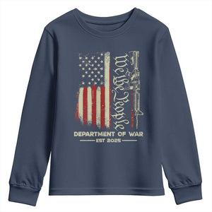 Department of War Est 2025 Youth Sweatshirt We The People Rifle American Flag Patriotic 2A Statement TS02 Navy Print Your Wear