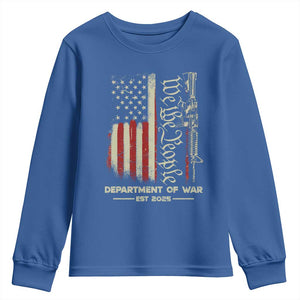 Department of War Est 2025 Youth Sweatshirt We The People Rifle American Flag Patriotic 2A Statement TS02 Royal Blue Print Your Wear